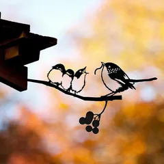 【新品】 RemeeHi 妖精 welcome 地面に刺す ガーデニング ガーデンオブジェ ガーデン雑貨 プレート オブジェ アイアンプレート インテリア 庭 飾り 園芸 インテリア 北欧 (4羽の小鳥) 1