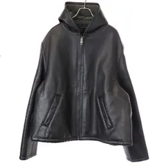 BALENCIAGA バレンシアガ 21AW フーデッドシャーリングレザージャケット 674316 TLS07 ブラック 44のサムネイル