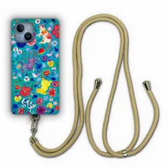 [iPhoneSE 第3世代/第2世代/8/7] iPhone15 Pro ケース スマホショルダー スマホケース 動物 アニマル柄 アイフォン15 Plus 14 13 12 スマホケース カバー ショルダーストラップ 猫柄 ネコ 花柄 フラワー ブルー