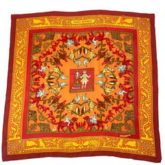 美品 HERMES エルメス カレ90 EARLY AMERICA 古き良きアメリカ 動物柄