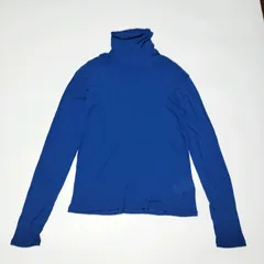 【美品】【2023モデル】FRAMe WORK　コットンフライスシアータートルネック T2　ゆったり　FREE　ブルー　ガーゼ調　綿　インナー　ロンT　長袖 カットソー