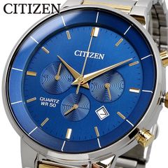 CITIZEN 腕時計 ズシチン 時計 ウォッチ クロノグラフ クオーツ メンズ ブルー シルバー×ゴールド 海外モデル AN8224-51L [並行輸入品]