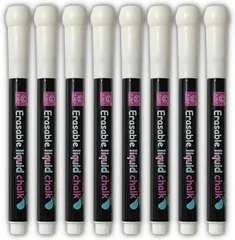 【迅速発送】WBway 黒板用 ボードマーカー 白色【8本セット】 細字 消せる ブラックボード マーカー 水性 ホワイト チョーク ペン ペイントマーカー (白色8本)