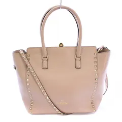 ヴァレンティノ ガラヴァーニ VALENTINO GARAVANI 2WAY トートバッグ ハンドバッグ ショルダーバッグ ロックスタッズ レザー ロゴ ピンク /BBのサムネイル