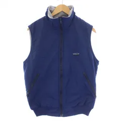 パタゴニア Patagonia ヴィンテージ 80s シェルドシンチラベスト ジャケット ジップアップ ハイネック ロゴ 裏ボア ナイロン USA製 M 紺 ネイビー /BM ■GY12のサムネイル