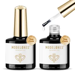 MODELONES ジェルネイル トップコート 10ml 2本セット ノンワイプ 拭き取り不要 大容量 UV/LED対応 速乾 長持ち、Top Coat 最上級の艶 ポリッシュ ネイルジェル