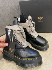 【Dr.Martens×Rick Owens】コラボレーション 1460 厚底 8ホール ライガ皮 太いシューレース サイドジッパー マーチンブーツ