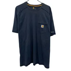 Carhartt 半袖 ロゴTシャツ 3XL ネイビー カーハート プルオーバー ビッグサイズ 胸ポケット カットソー 古着卸 アメリカ仕入 a705-5220