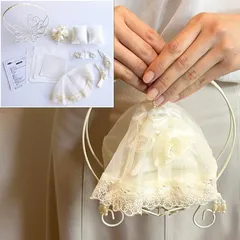 サーバーバスケットLサイズ付き お手軽 ベール付き ローズ リングピロー手作りキット シャンパン お裁縫初心者向け