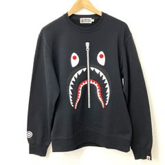 〇　A BATHING APE アベイシングエイプ シャークスウェット 001SWH801006M クルーネック トレーナー 袖ロゴ 裏起毛 　サイズ XL