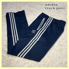 【美品】アディダス adidas ヴィンテージ トラックパンツ ジャージ トレフォイル ロゴ 90s センターライン 黒タグ ネイビー 紺 スポーツMIX