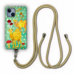 [arrows N F-51C] スマホショルダー スマホケース iPhoneSE 第3世代 ケース 動物 アニマル柄 アイフォン15 14 13 12 SE 第2世代 スマホケース カバー ショルダーストラップ 肩掛け 斜め掛け ラクダ キノコ グリーン