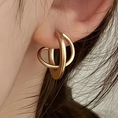 S925 ゴールド ツイストデザイン フープピアス レディース ラウンド