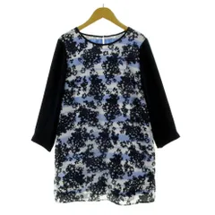 エンスウィート レナウン ensuite チュニック 七分袖 シースルーレース切替え 七分袖 総柄 ボーダー ネイビー 紺 ホワイト 白 ブルー 青 2