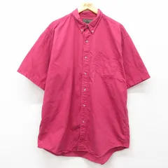 XL/古着 半袖 シャツ メンズ 00s 大きいサイズ ロング丈 コットン ボタンダウン 濃ピンク系 25jun21 中古 トップス