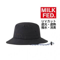 帽子 ハット ミルクフェド milkfed MILKFED ARCH COOPER LOGO BUCKET HAT 103252051004 レディース バケットハット 黒 ブラック つば 日よけ 紫外線対策 ブランド 旅行 オシャレ 遮熱 撥水 顎紐 日傘