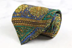 ジャンニ・ヴェルサーチ ブランド ネクタイ シルク 伊製生地 エスニック柄 レトロ PO メンズ イエロー Gianni Versace 【中古】