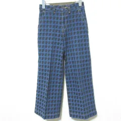 美品 OLLEBOREBLA オレボレブラ アルベロベロ ぶたさん ストレッチ ジャガードパンツ M ネイビー ブラック レディース 古着 中古 USED