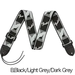 Fender/ストラップ 2” Monogrammed STRAPS モノグラムストラップ Black/Light Grey/Dark Grey