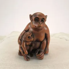 サル木彫根付彫像オブジェ置物インテリア工芸品美術品A2732