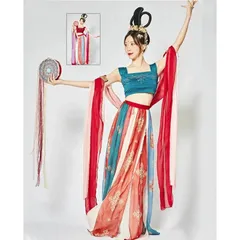 中華古典舞踊ダンス衣装4点セット 6点セット 中華 敦煌 飛天 天女 飄々 古典ダンス衣装 唐時代 漢服 宮廷舞踊 衣装 中国風 アラビアン衣装 