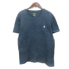 ポロ ラルフローレン POLO RALPH LAUREN カットソー Tシャツ Vネック ロゴ刺繍 半袖 S 紺 ネイビー /MN