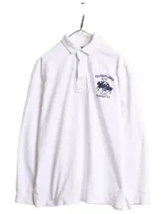 【お得なクーポン配布中!】 ダブルポニー ポロ ラルフローレン 長袖 ラガーシャツ メンズ L 古着 ラグビー 長袖シャツ ヘビーウェイト コットン ワンポイント ホワイト
