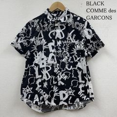 希少 美品 ブラックコムデギャルソン 総柄 上質 目型 デザインシャツ S 新ラインも登場したギャルソンより BLACK COMME des GARCONS