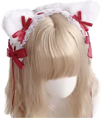 MORY TRADE morytrade カチューシャ ヘッドドレス 髪飾り レディース コスプレ リボン ゴスロリ ねこみみ ロリータ 猫(赤)