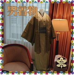 【男着物】茶色無地の結城紬着物