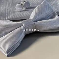 【蝶ネクタイ シルバー 】メンズ フォーマル 3点セット ポケットチーフ カフス 結婚式 前撮り 披露宴 成人式 二次会 タキシード スーツ用 ボウタイ 光沢 無地 上品なドット柄 ブラック ネイビー ダークブルー ワインレッド おしゃれ クラシック 小物