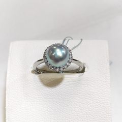 Pt900 あこや真珠ナチュラルブルーリング
