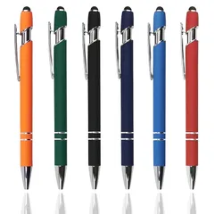 使いやすい 軽量 (タッチペン6色) スタイラスペン 黒インク 多機能ボールペン 1 in 2 ボールペン付き タッチペン 6本セット LIANHATA
