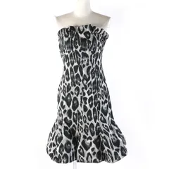 【ドンドン見直し】未使用品△LANVIN ランバン レオパード柄 ベアトップ ノースリーブ ドレス ワンピース 34 正規品 定価698500円