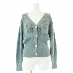 スナイデル SNIDEL 22AW ビジューディティールカーディガン ニット 長袖 Vネック F 緑 グリーン /AT ■OS