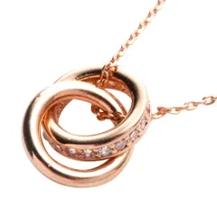 【ピンクゴールド×ワンサイズ】[Cream dot. クリームドット公式] ネックレス レディース 金属アレルギー ニッケルフリー ショート シンプル チェーン ダブルリング サークル ループ ビジュー 上品 オフィス 通勤 会社 きれいめ