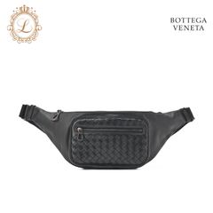 BOTTEGA VENETA  ボッテガ ヴェネタ メッセンジャーバッグ　ウエストポーチ  イントレチャート ラムスキン 黒 　メンズバッグ　ブランド【中古】【送料無料】