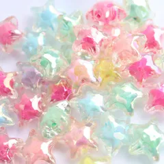 20個 ゆめかわ アクリル ビーズ カラフル スター 星 アソート 約19mm 子供 ワークショップ イベント ブレスレット作り ネックレス作り アクセサリーパーツ 手芸 ハンドメイド