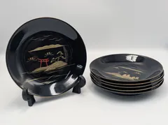 和食器　漆器　菓子皿　小皿　6枚セット　 銘々皿　変わり絵