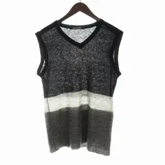 ニールバレット Neil Barrett ベスト ニット モヘヤ混 Vネック 黒 ブラック グレー /RO