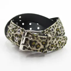 パンク ロック系 豹柄ベルト ベージュ