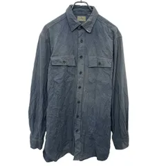 L.L.Bean 長袖 無地シャツ L～ ブルー エルエルビーン ボタン ワークウェア 胸ポケット シンプル 古着卸 アメリカ仕入 a704-5077