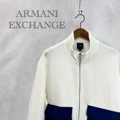 美品 A|X ARMANI EXCHANGE アルマーニ エクスチェンジ ビッグフラップ ポケット デザイン ジップアップ ハイネック トップス M ホワイト メンズ