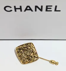 【美品】CHANEL シャネル　ヴィンテージ　アラベスクココマーク　菱形ゴールドピン　ブローチ