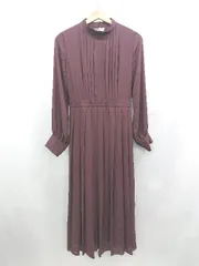◇ ⊂ Andemiu アンデミュウ シンプル系 長袖 ロング丈 ワンピース サイズF ワインレッド系 レディース E  【1507080012606】