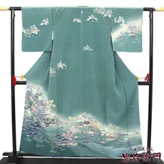 訪問着　牛首紬　フルセット　着物　白山工房　加賀友禅作家　村越幸雪　正絹　N4 平和屋着物○本加賀友禅作家 村越幸雪 訪問着 白山紬 童子