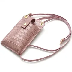 《期間限定SALE》《送料無料＆税込価格》《新品未使用》《数量限定》《特別価格》MOMO -モモ-！牛革！クロコダイル型押し加工！ウォレットレスタイプ！大流行！サコッシュ！スマホショルダーポーチ　AN-3155　ピンク