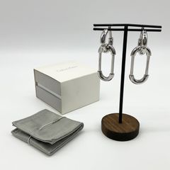 Calvin Klein カルバンクライン シルバー ピアス フープピアス 両耳用 チェーン 2way 大きめ ステンレス スチール【中古】Aランク　5_302