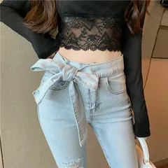 リボンダメージ スキニーパンツ ダメージ 秋物 レディース ジーンズ デニム 人気 ハイウエスト スキニー ダメージデニム レディーススキニーパンツ ダメージジーンズ ダメージパンツ リボン ハイウェスト 韓国ファッション