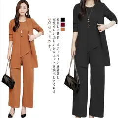 ママ パンツスーツ 卒業式 セットアップ レディース 3点セット パンツドレス フォーマル カーディガン パンツ ワイドパンツ ノースリーブ ブラウス 大きいサイズ オフィス OL 通勤 着痩せ 春 #dmtm0319